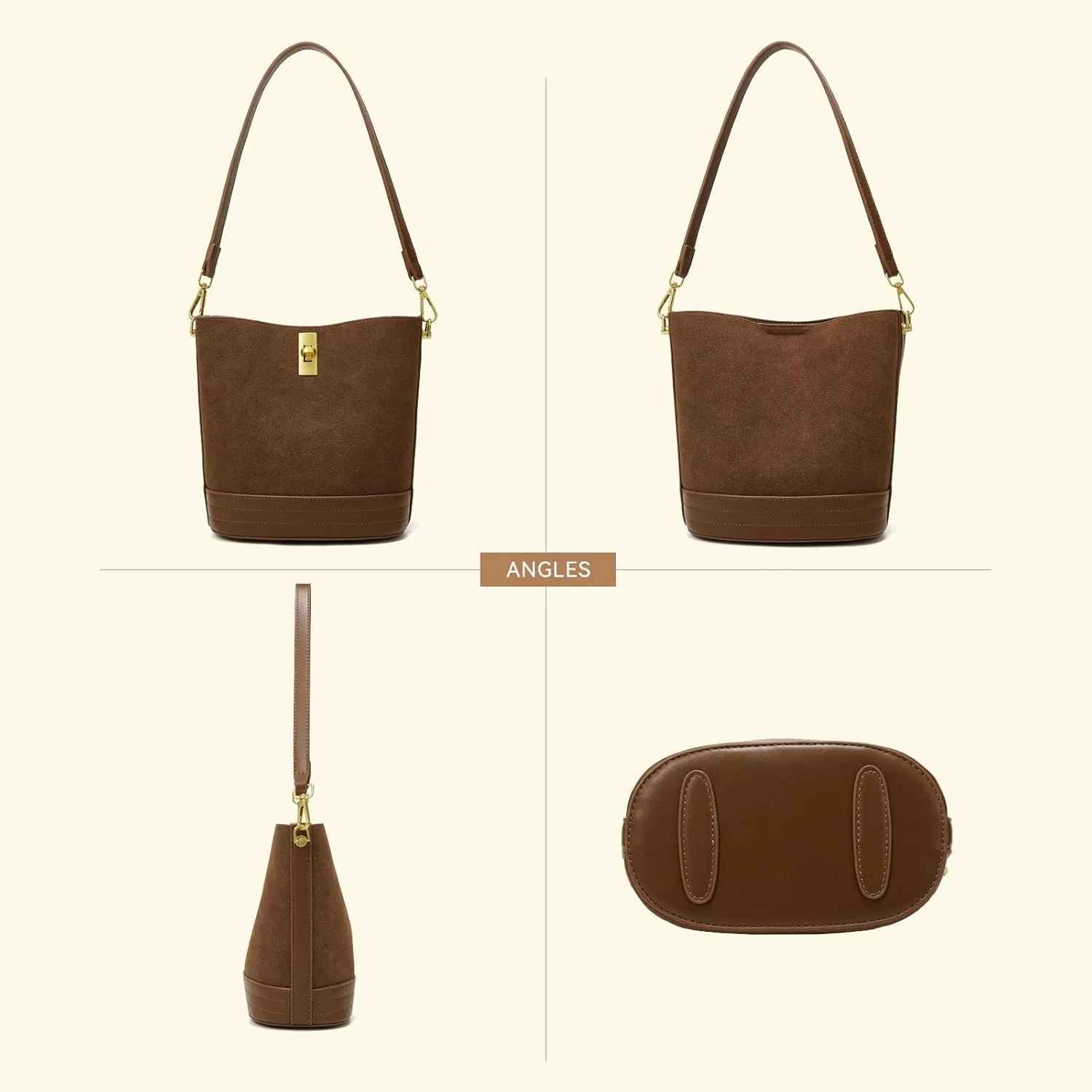 Small Bucket Bag Bucket Purse for Women Shoulder Purse Crossbody Handbag Mini Faux Suede Hobo Bag