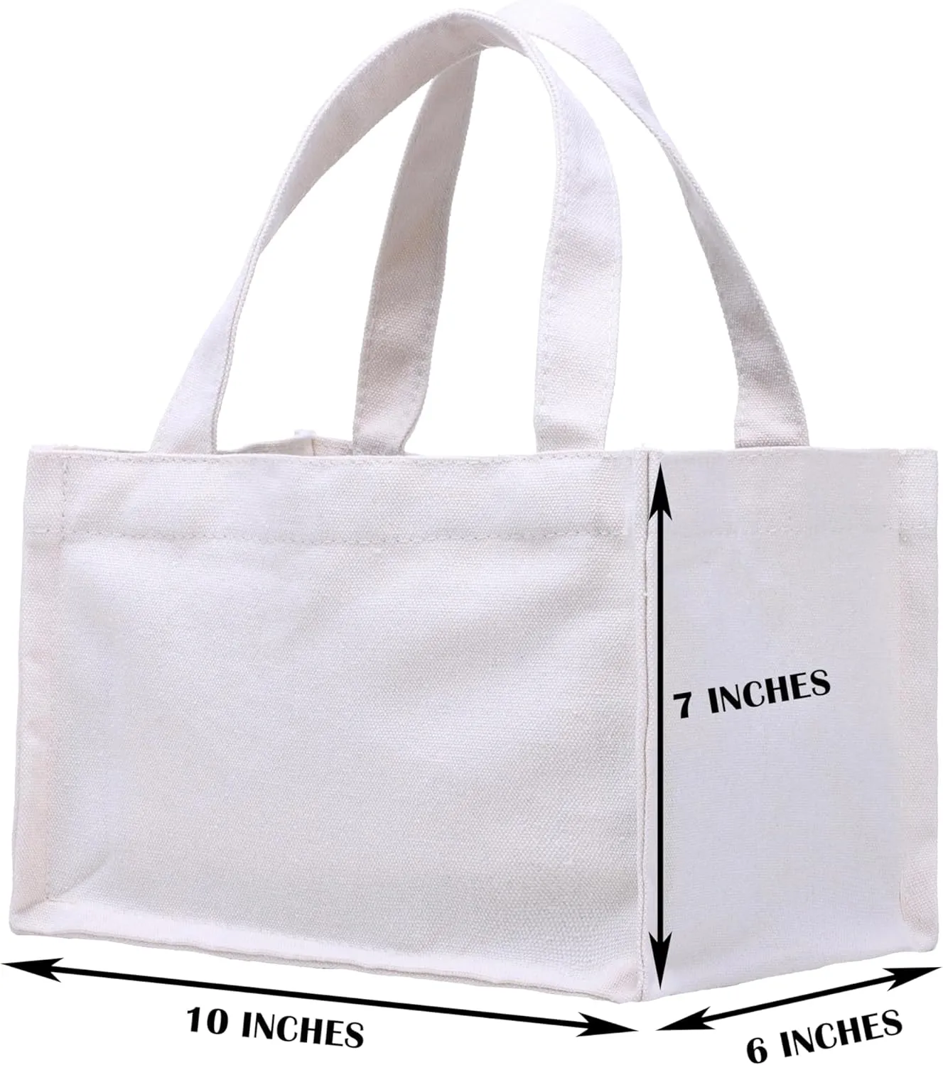 Small Canvas Tote Bags Personalized Mini Gift Bag DIY Crafts Blank Reuseable Tote Bags Bulk-10" x 7" x 6"