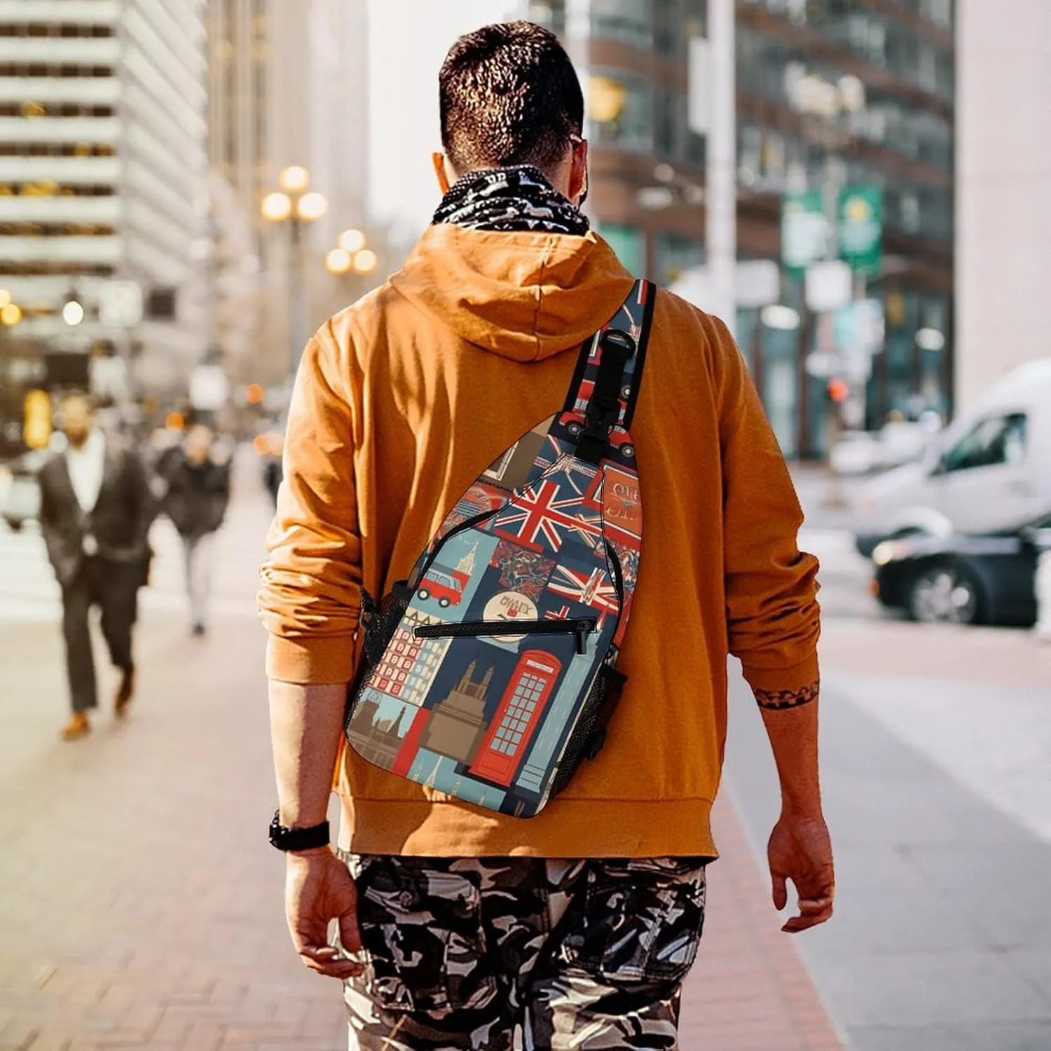 Small Crossbody Sling Backpack England Symbols Chest Bags for Traveling Chest Fashion Shoulder Bag