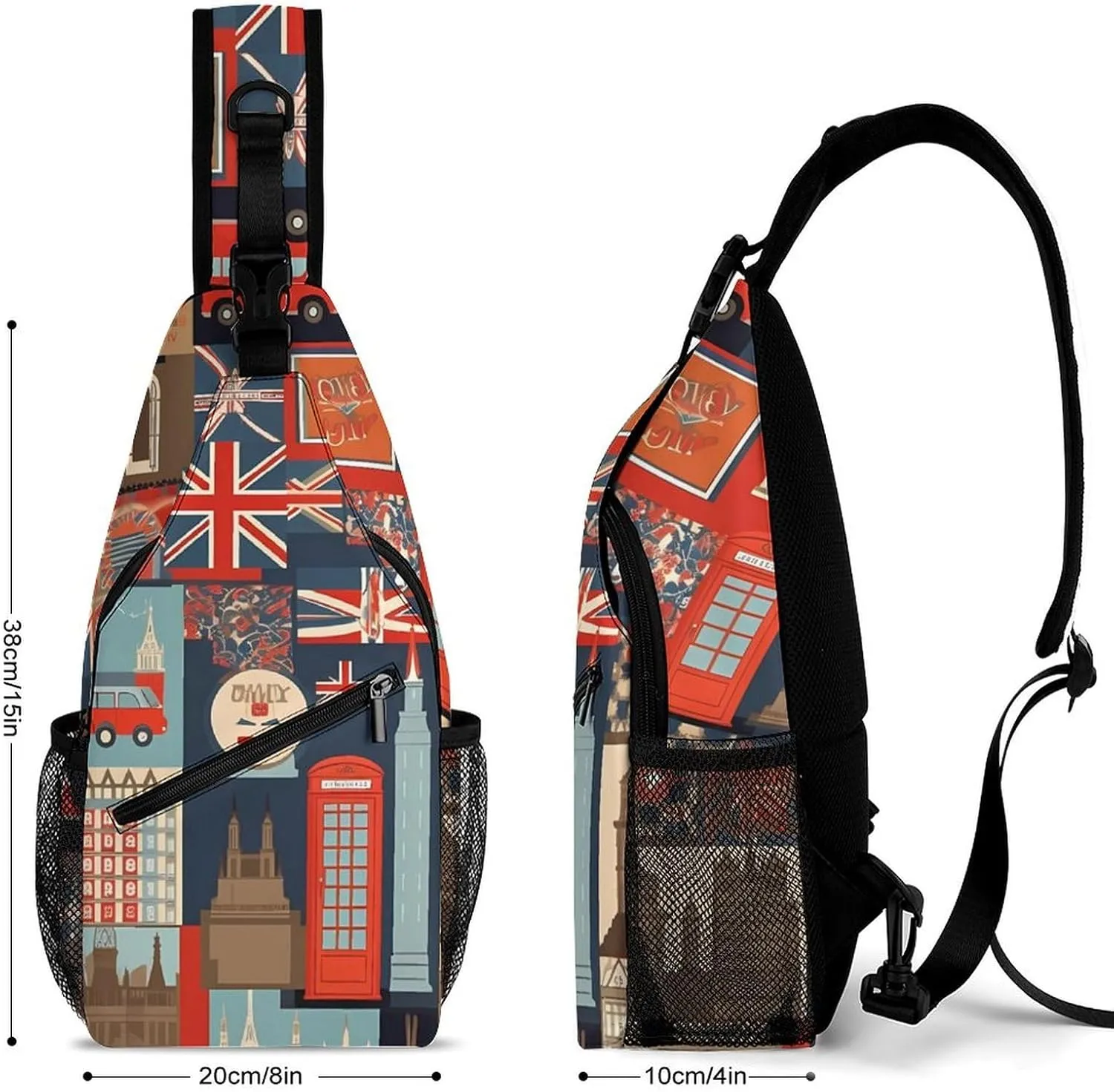 Small Crossbody Sling Backpack England Symbols Chest Bags for Traveling Chest Fashion Shoulder Bag