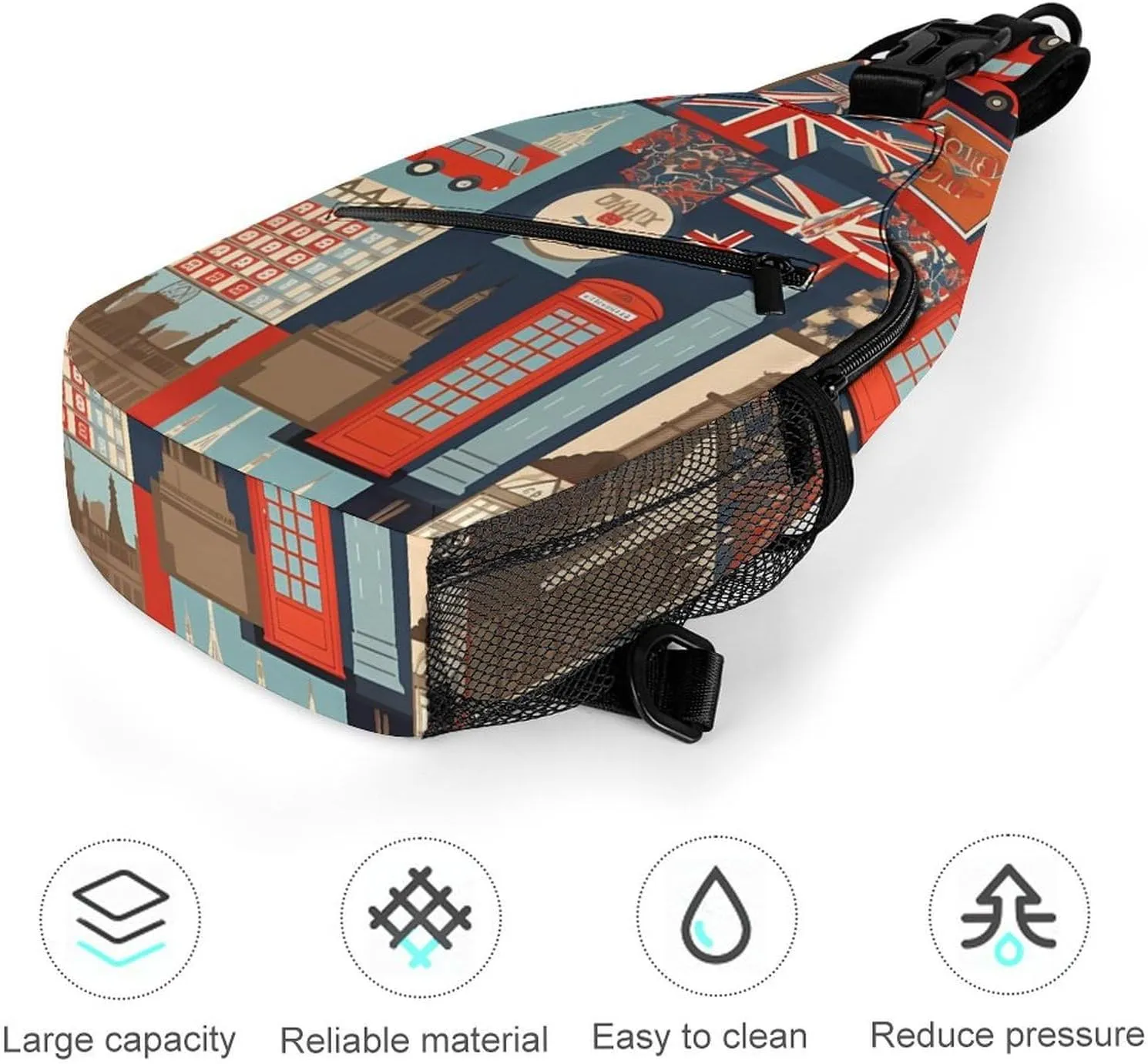 Small Crossbody Sling Backpack England Symbols Chest Bags for Traveling Chest Fashion Shoulder Bag