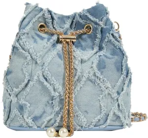 Small Denim Bucket Bag, Jean Purses for Women Denim Crossbody Bags Hobo Bag Drawstring Handbag