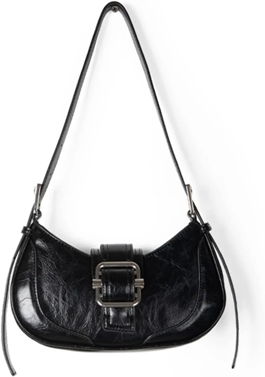 Small Leather Underarm Bag for Women, Crescent Shoulder Handbag, Cute Hobo Purse, Vintage Top Handle Satchels