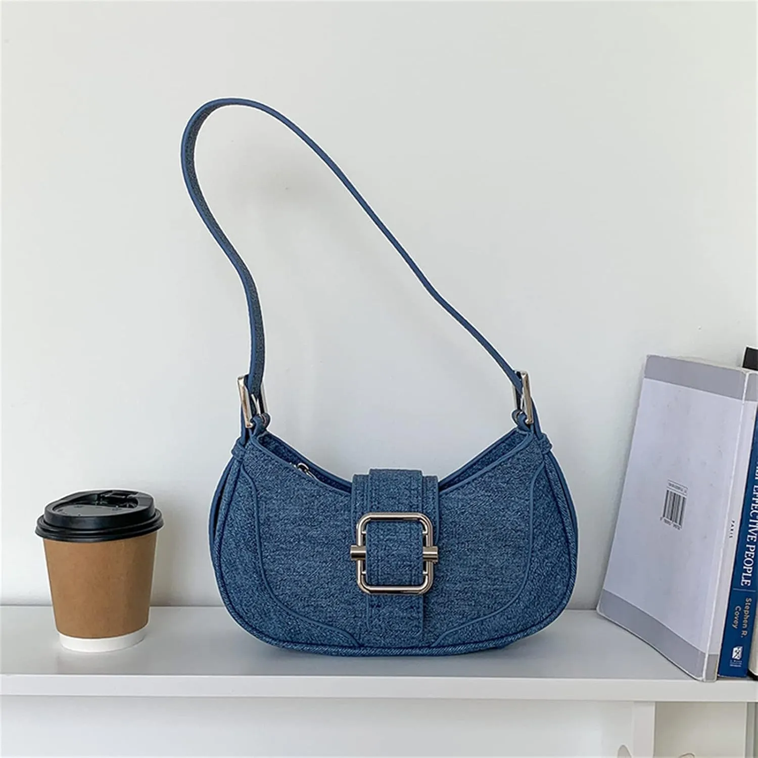 Small Leather Underarm Bag for Women, Crescent Shoulder Handbag, Cute Hobo Purse, Vintage Top Handle Satchels