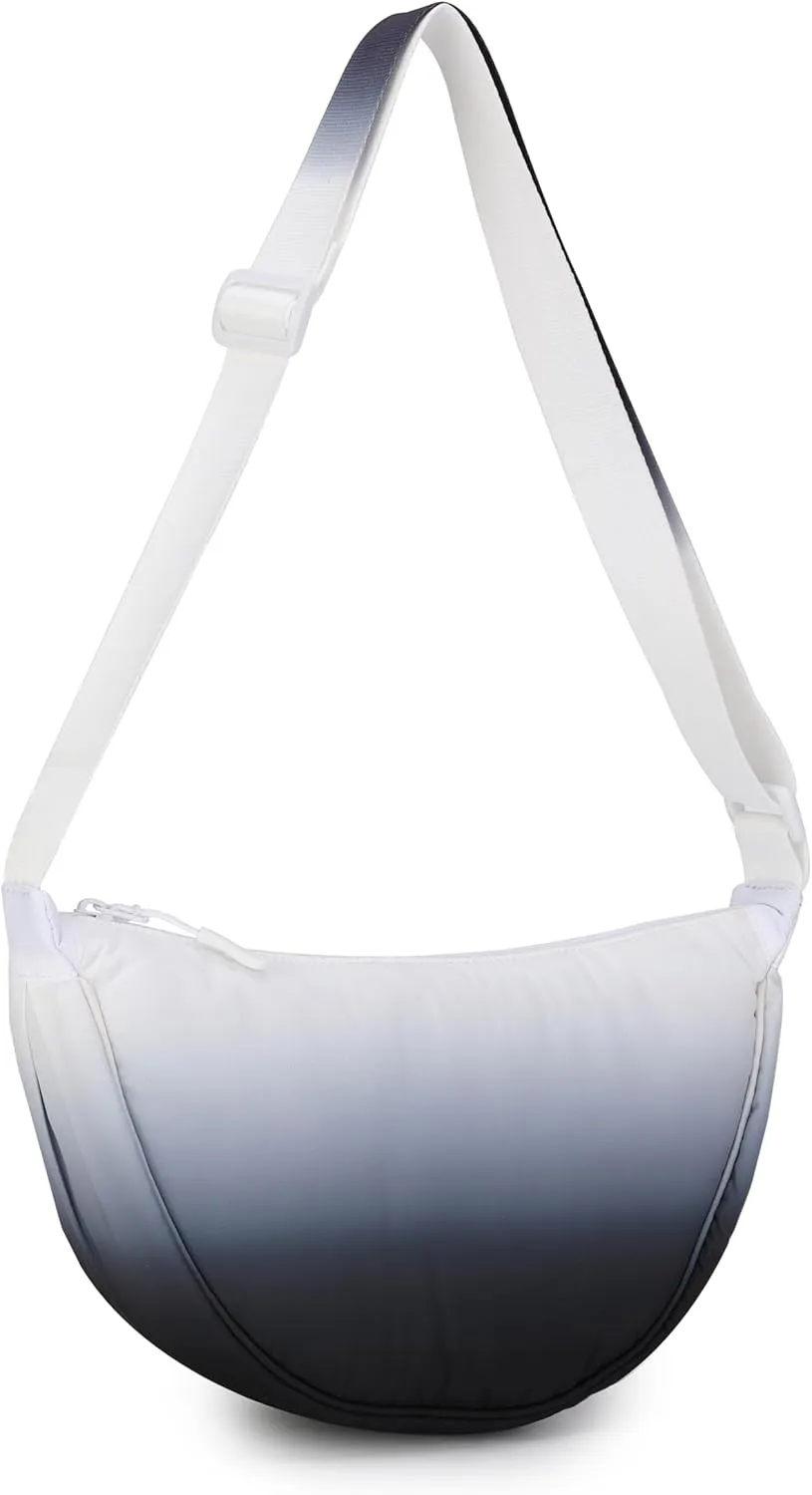 Small Nylon Crescent Crossbody Bag for Women Men Trendy, Waterproof Crescent Sling, Lightweight Travel Purses