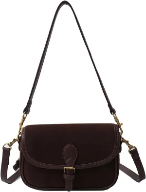 Small Shoulder Bag for Women - Suede Retro Fall Crossbody Square Clutch Handbag - Stylish Underarm Bag