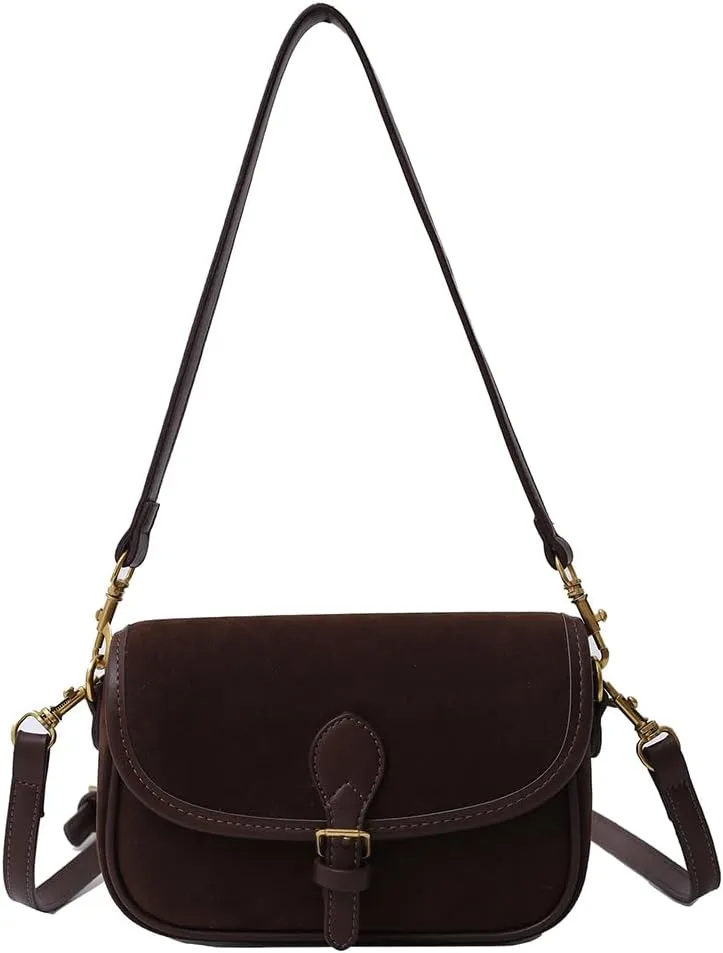 Small Shoulder Bag for Women - Suede Retro Fall Crossbody Square Clutch Handbag - Stylish Underarm Bag