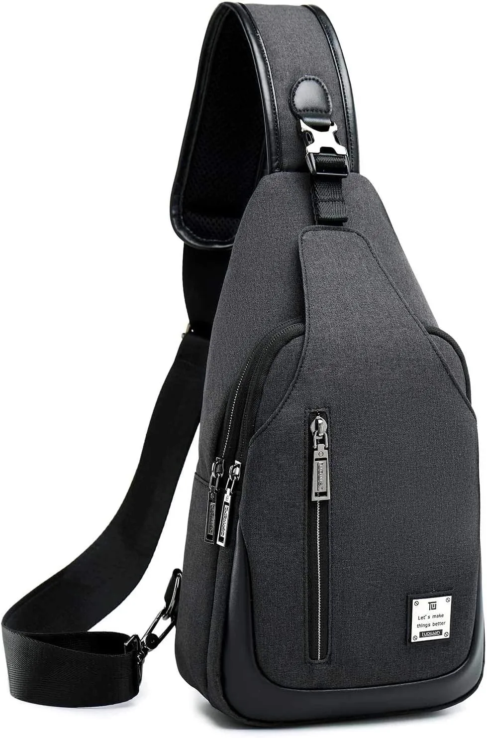 Small Sling Bag Crossbody Backpack Over the Shoulder Bag for Men Women Travel Outdoors, Lightweight Chest Pack (Large,Black)