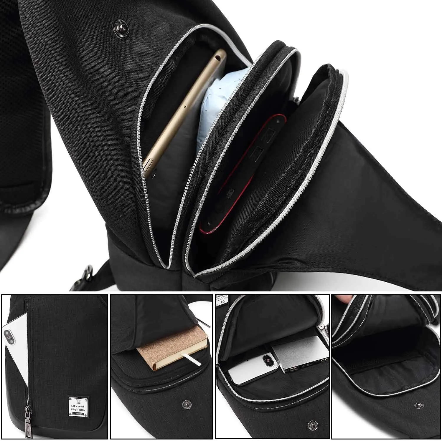 Small Sling Bag Crossbody Backpack Over the Shoulder Bag for Men Women Travel Outdoors, Lightweight Sling Chest Pack (Small, Grey)