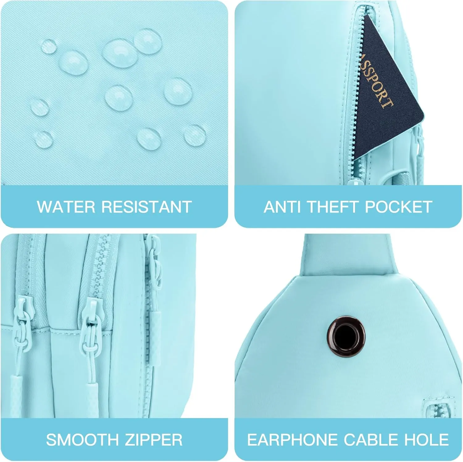 Small Sling Bag Crossbody Bag for Women with 4 Pockets Cross Body Fanny Pack Womens Chest Bag for Outdoors Traveling