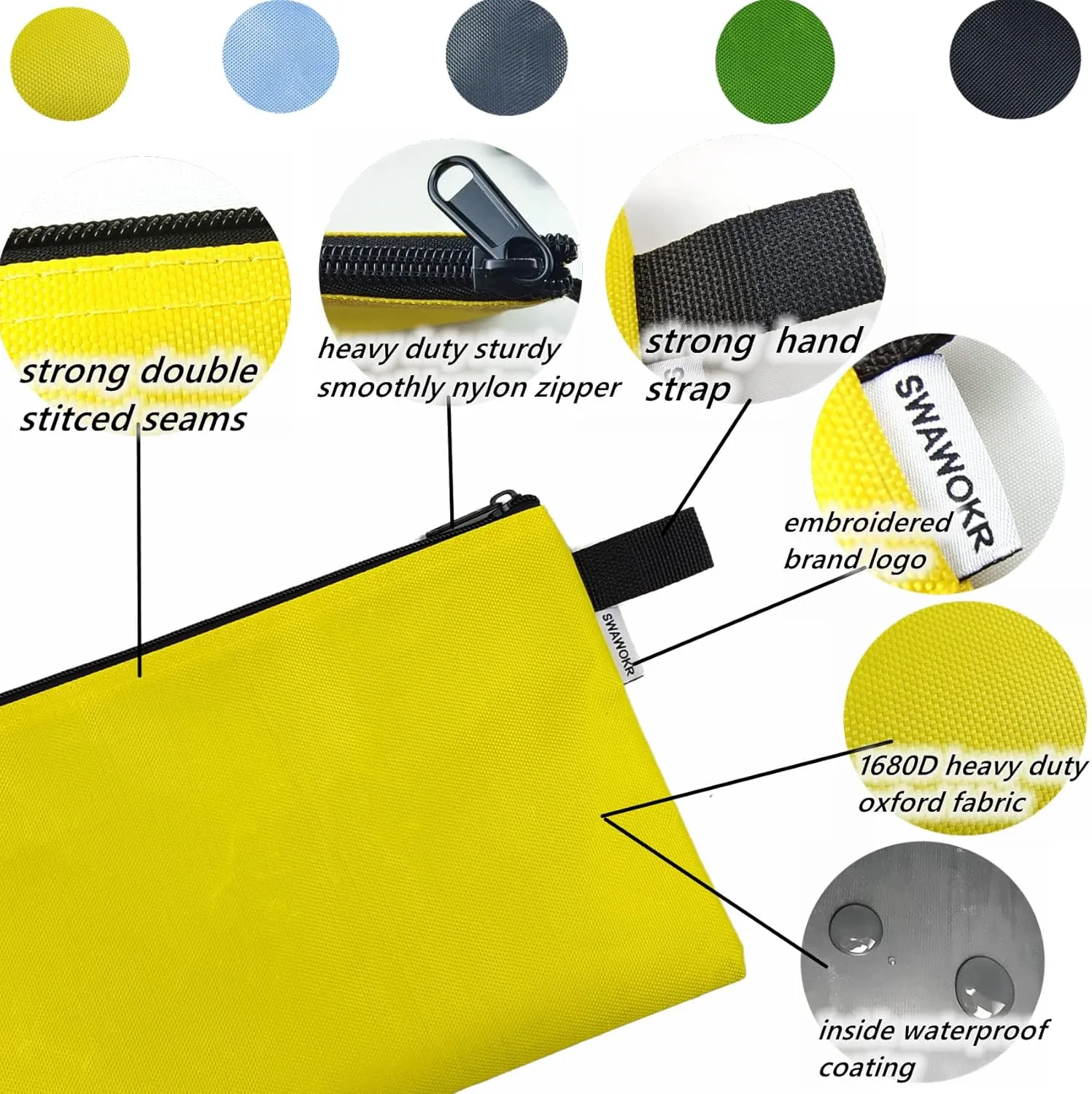 Small Tool Bags with Zipper, Small Tool Pouches, Waterproof Tool Bag 5 Pack 13"x8"
