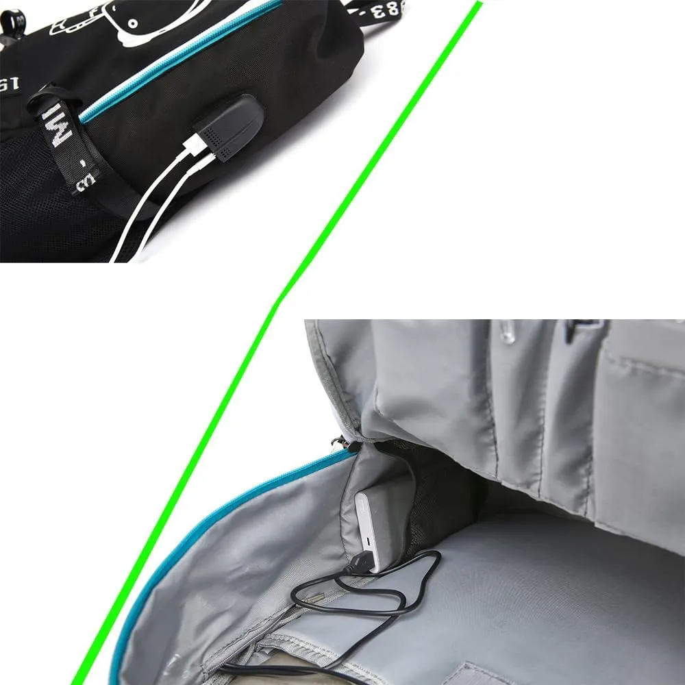 Soccer Player 7 Multifunction Sport Backpack Travel Laptop Football Fans Bag for Men Women (Blue lines - 2)