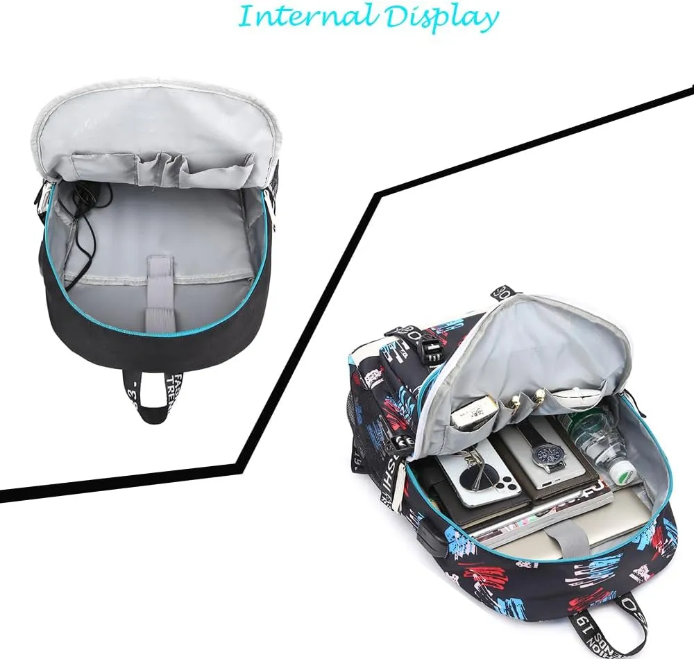 Soccer Player 7 Multifunction Sport Backpack Travel Laptop Football Fans Bag for Men Women (Blue lines - 2)