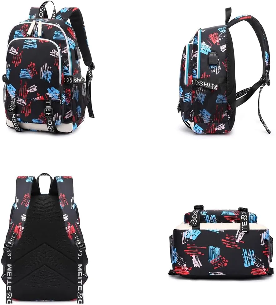 Soccer Player 7 Multifunction Sport Backpack Travel Laptop Football Fans Bag for Men Women (Blue lines - 2)