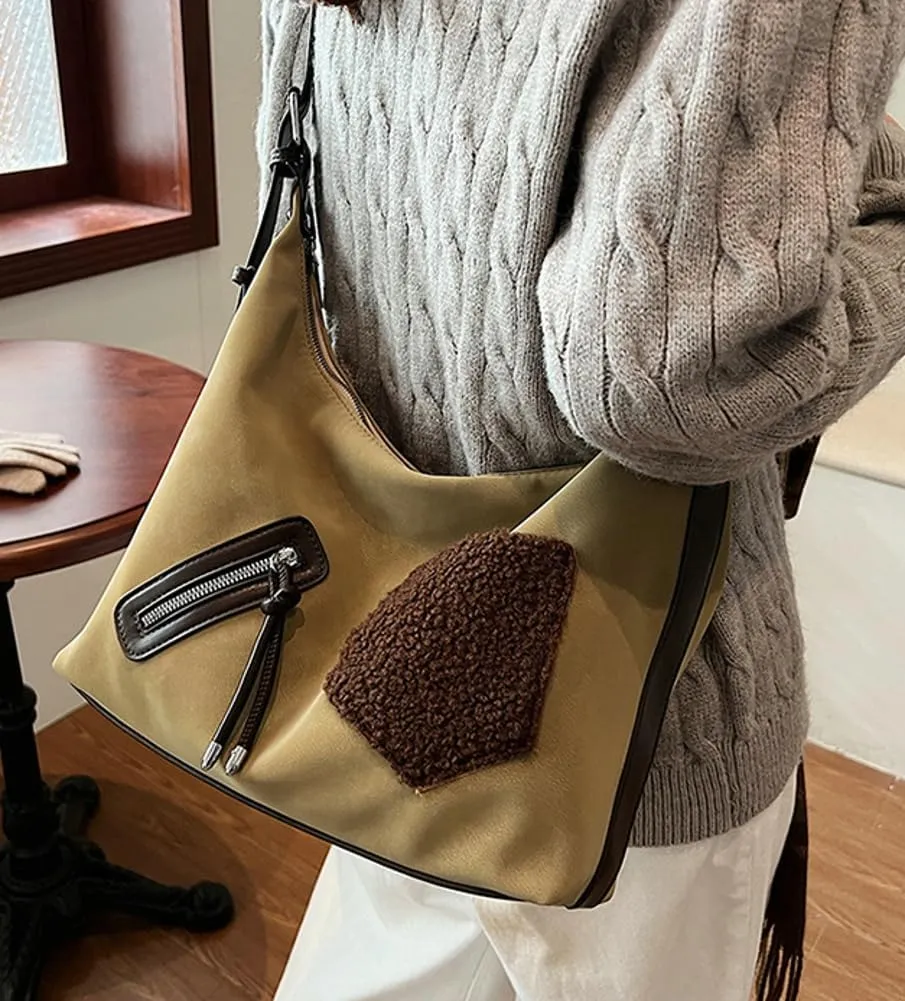 Soft Suede Shoulder Bag for Women Slouchy Crossbody Tote Purse Large Dumpling Handbags Top Handle Satchels