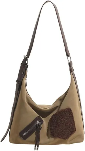 Soft Suede Shoulder Bag for Women Slouchy Crossbody Tote Purse Large Dumpling Handbags Top Handle Satchels