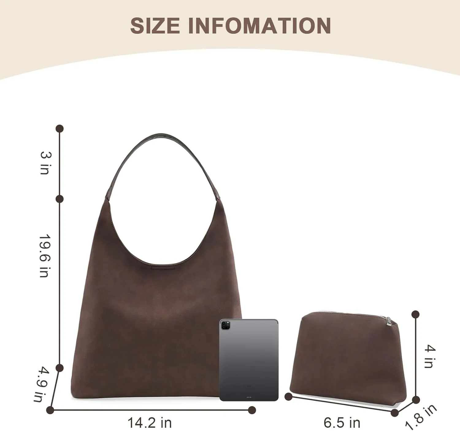 Sorexuber Suede Bag for Women Hobo Bag Soft Shoulder Purse Handle Handbag Large PU Handbag for Everyday Travel Durable Purse