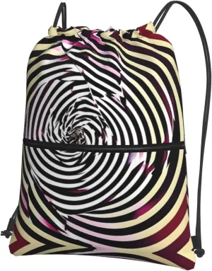 spiral optical illusion gif Print Drawstring Zipper Backpack â€“ Gym Drawstring Bag for Sports, Yoga, Dance, Travel, and More