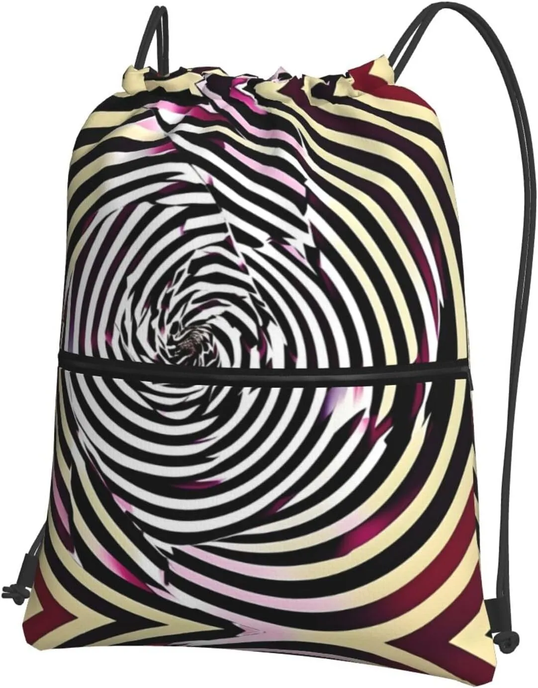 spiral optical illusion gif Print Drawstring Zipper Backpack â€“ Gym Drawstring Bag for Sports, Yoga, Dance, Travel, and More