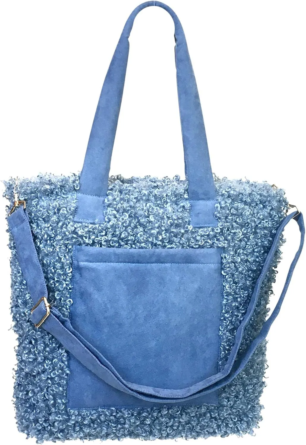 Sprigs Women's Cute Tote Bags - Casual Faux Fur Bag with Outside Pocket & Inside Laptop Sleeve - Laptop Tote Bag For Women