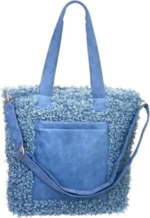 Sprigs Women's Cute Tote Bags - Casual Faux Fur Bag with Outside Pocket & Inside Laptop Sleeve - Laptop Tote Bag For Women