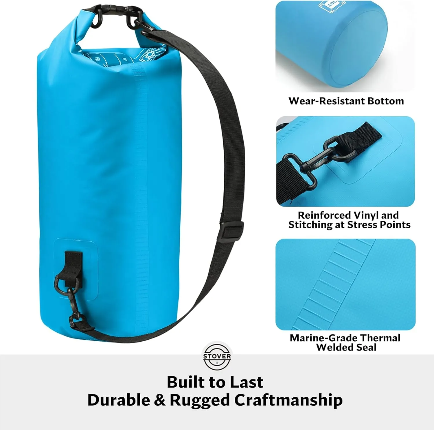 STOVER 5/10/25/30/40/55L Waterproof Dry Bag, Small Lightweight Roll Top Dry Bag Backpack w/Waterproof Phone Case, Kayaking, Travel, Hiking, Fishing, Tubing, Camping, the Beach, Men/Women (Blue)