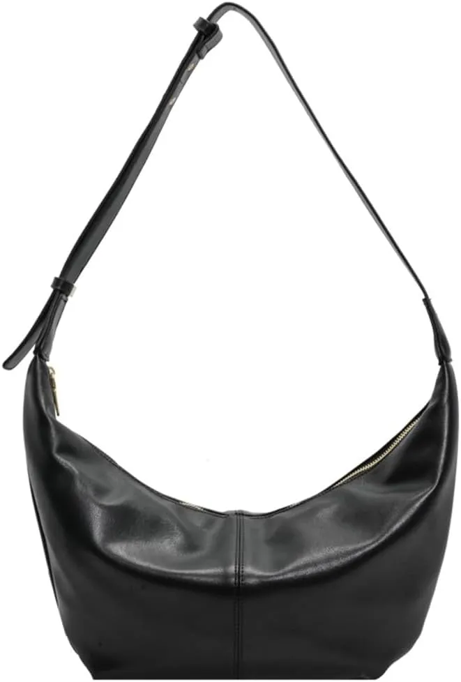 Stylish Crescent Bag for Women PU Leather Satchel Purse Causal Slouchy Bag College Office Shoulder Bag with Adjustable Strap