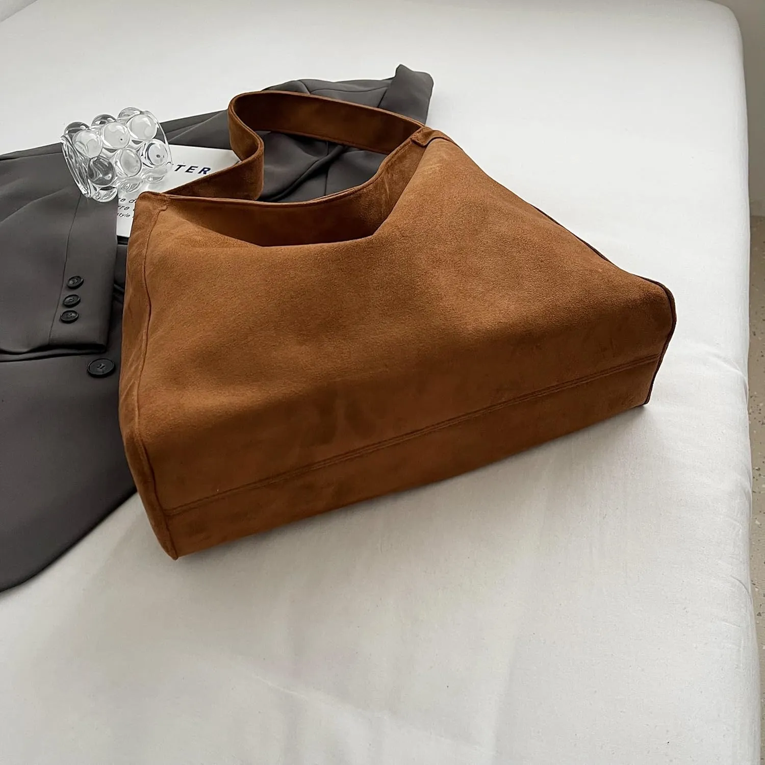 Suede Bag for Women, Suede Leather Handbags for Women, Large Capacity, Hobo Bag