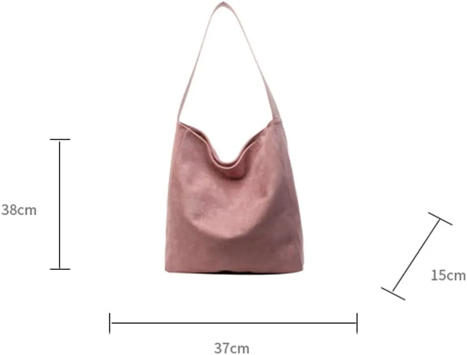 Suede Bags for Women Fashion Slouchy Shoulder Bag Retro Crescent Satchel Hobo Handbags College Work Tote Purses 2024