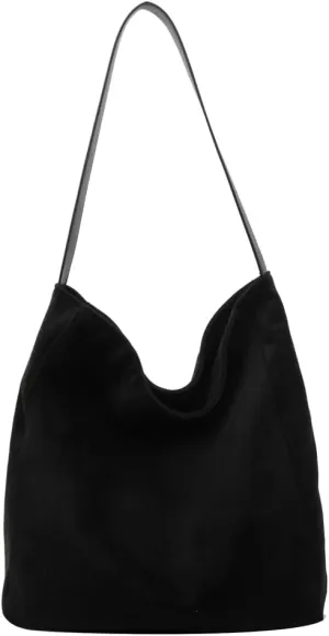Suede Bags for Women Fashion Slouchy Shoulder Bag Retro Crescent Satchel Hobo Handbags College Work Tote Purses 2024