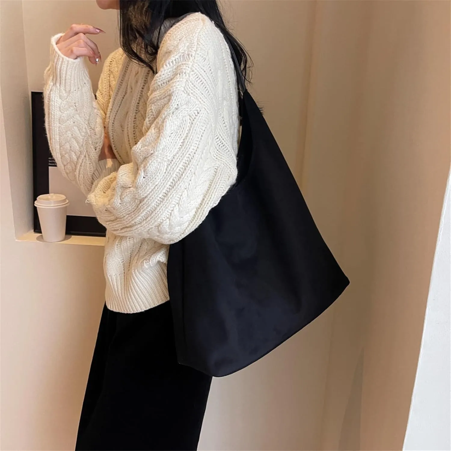 Suede Bags for Women Retro Tote Bag Suede Slouchy Bag Hobo Handbag Office Bags Tote Handbag-With Pu Leather Clutch Purse