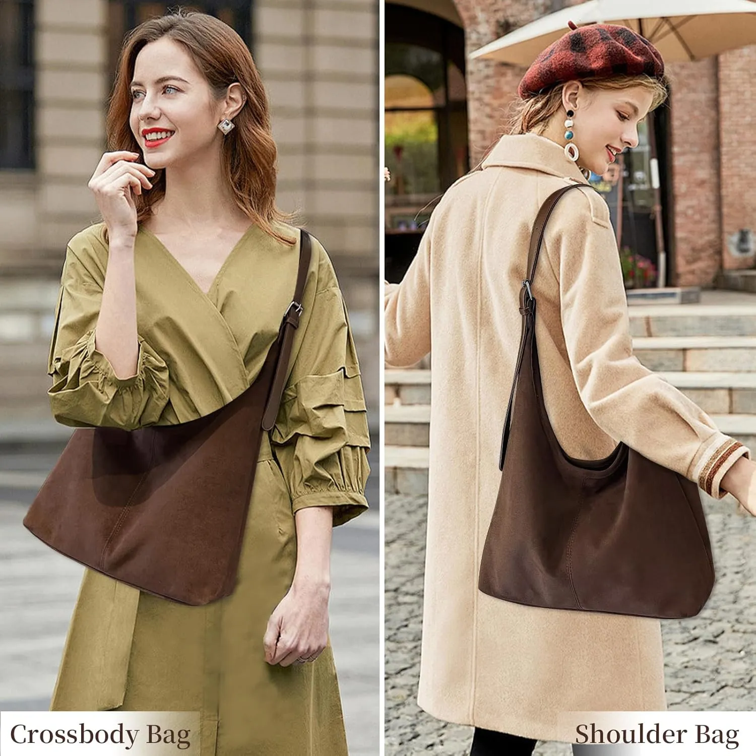 Suede Bags for Women Suede Hobo Bag Retro Suede Tote Bag Slouchy Suede Shoulder Bag Crossbody Handbags Suede Purse