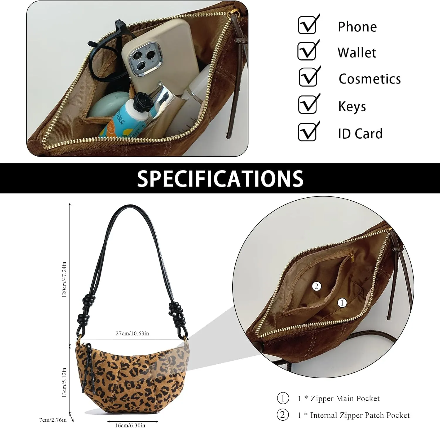 Suede Bags for Women Suede Purses Crescent Bag Crossbody Shoulder Bag Trendy Tote Handbags