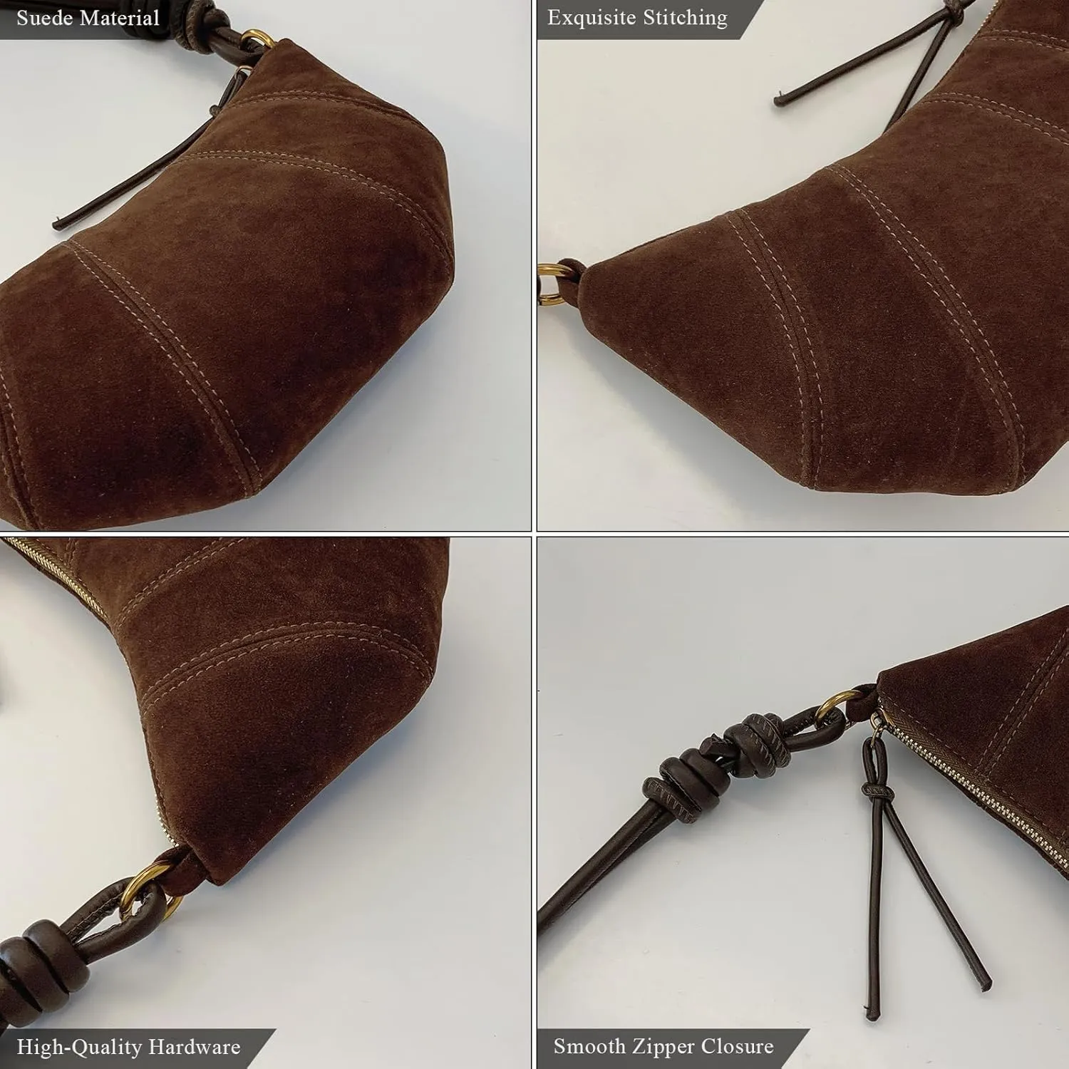 Suede Bags for Women Suede Purses Crescent Bag Crossbody Shoulder Bag Trendy Tote Handbags