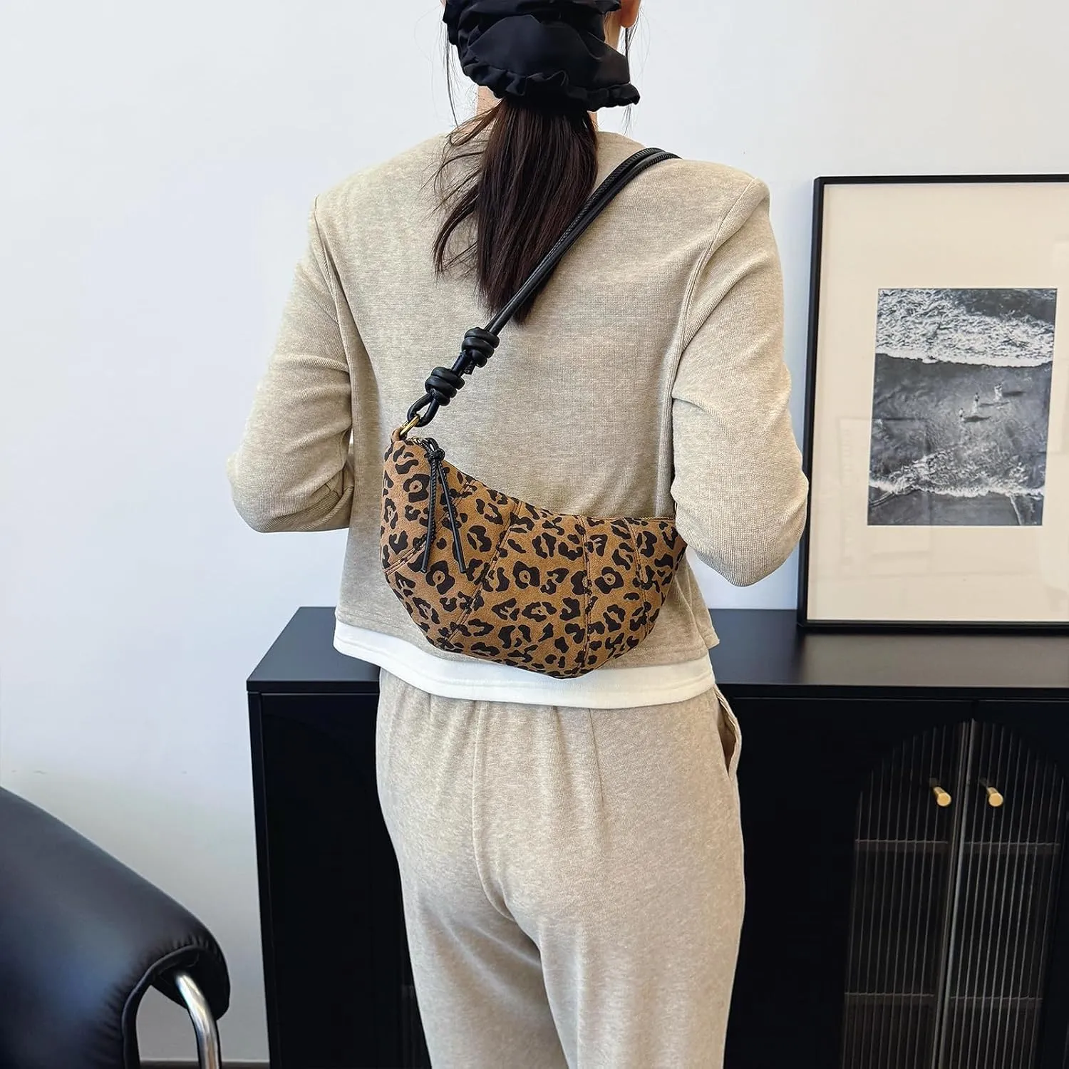 Suede Bags for Women Suede Purses Crescent Bag Crossbody Shoulder Bag Trendy Tote Handbags