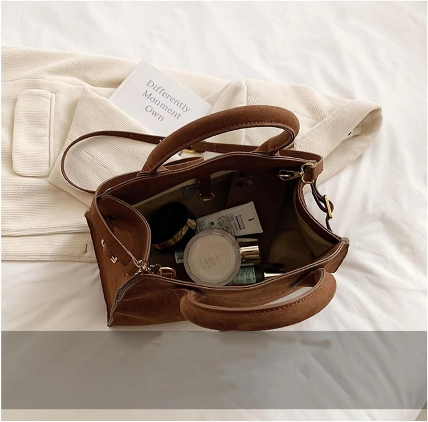 suede bags for women,Women's Suede Purse Vintage Top Handle Bag, Fashion Retro Shoulder Satchel Work Leather Bag