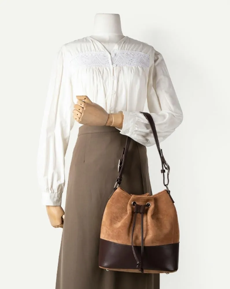 Suede Bucket Bag for Women 2025 Spring Fashion Matte Finish Shoulder Bag Crossbody Purse Work Casual Tote Handbag