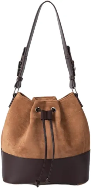 Suede Bucket Bag for Women 2025 Spring Fashion Matte Finish Shoulder Bag Crossbody Purse Work Casual Tote Handbag