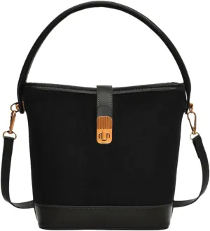 Suede Buckle Bags for Women 2025 Vintage Small Bucket Bag Fashion Versatile Shoulder Bag Suede Crossbody Purse