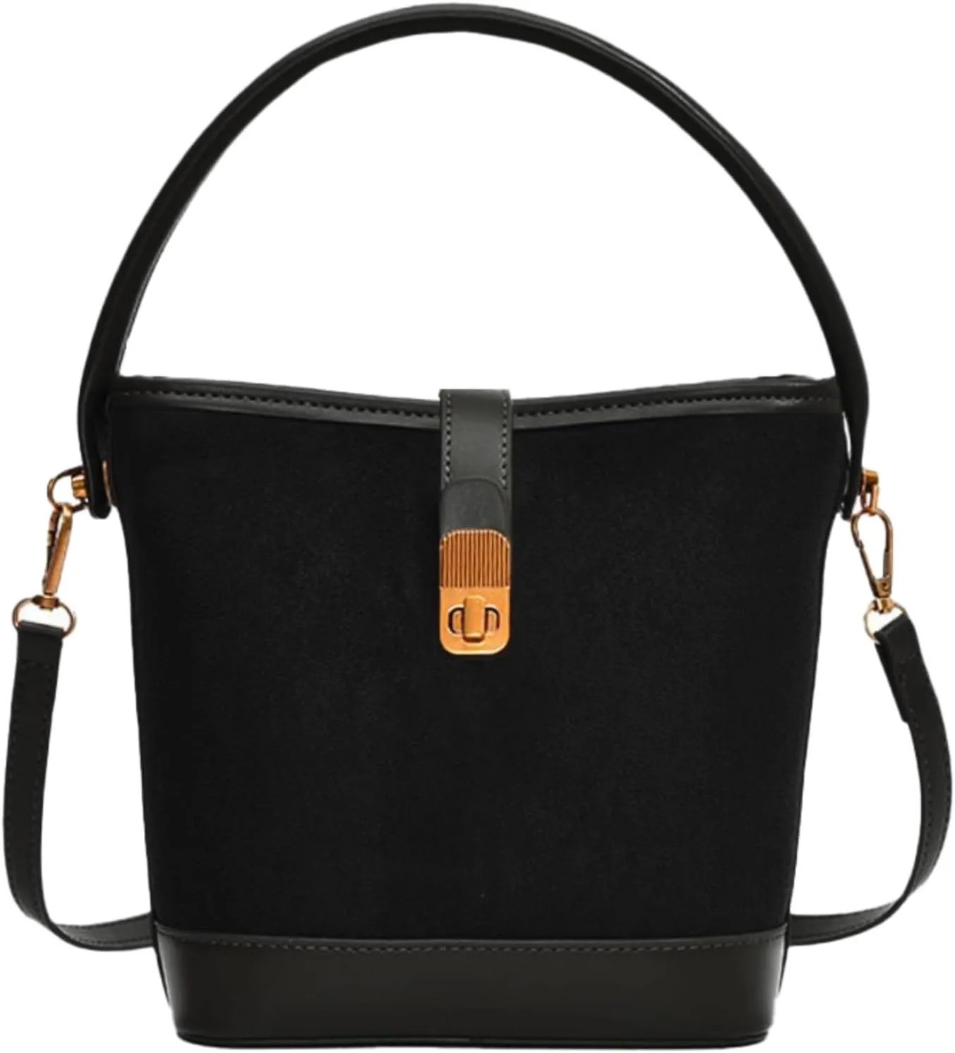Suede Buckle Bags for Women 2025 Vintage Small Bucket Bag Fashion Versatile Shoulder Bag Suede Crossbody Purse
