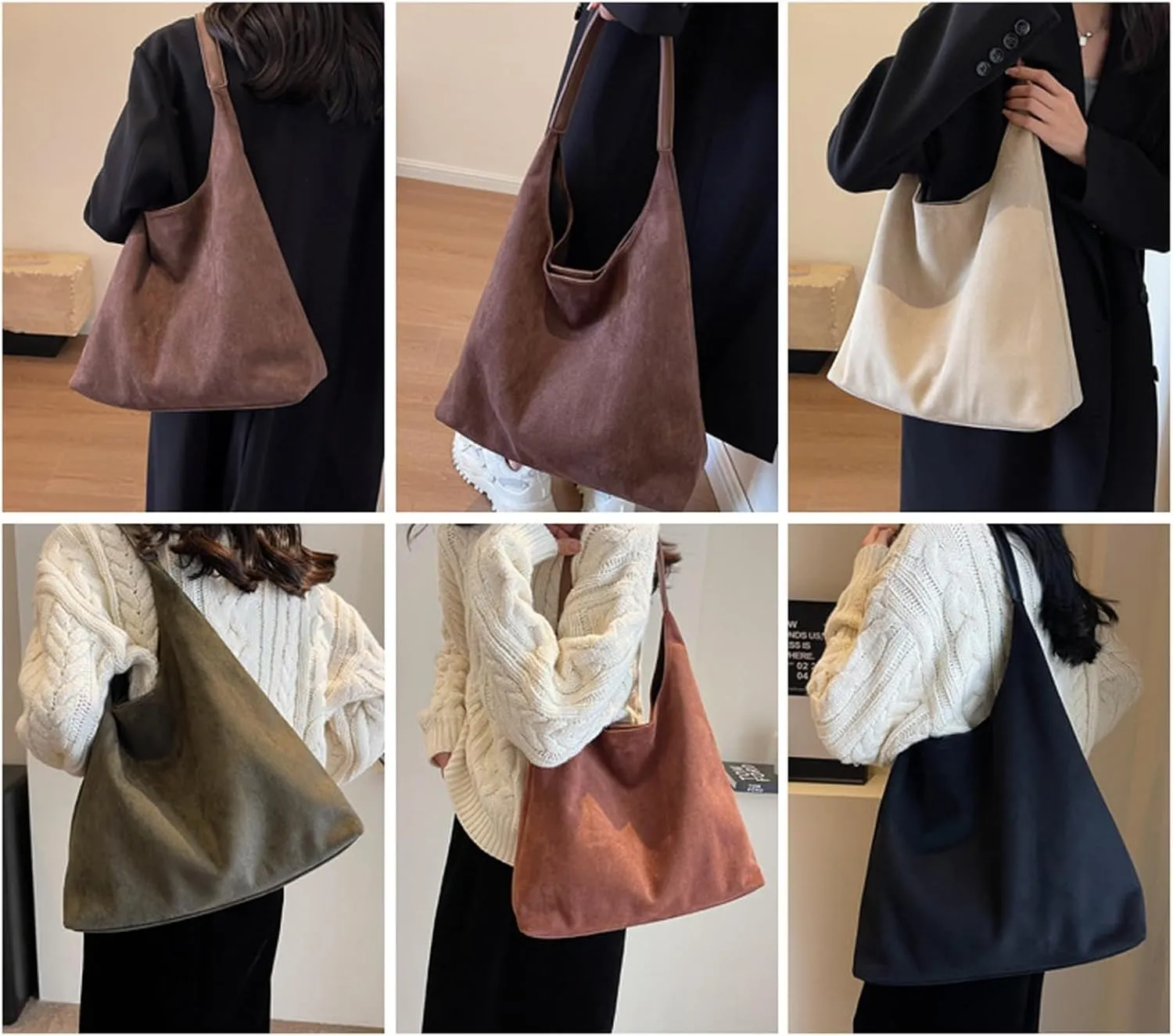 Suede Hobo Bags for Women Leather Suede Slouchy Tote Bag Brown Suede Bag Suede Shoulder Bag Suede Handbags