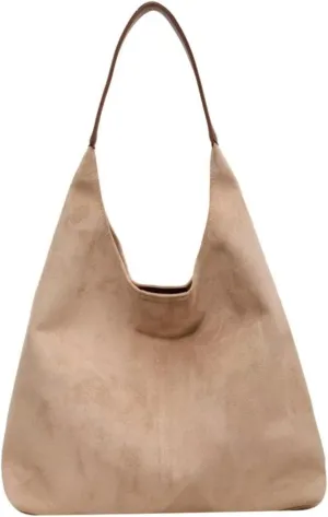 Suede Hobo Bags for Women - Retro Slouchy Office Shoulder Top-handle Tote Handbags