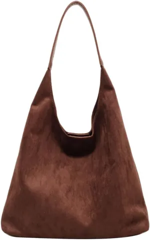 Suede Hobo Bags for Women Suede Purse Slouchy Tote Bag Soft Suede Leather Shoulder Handbags Work Bags with Purse