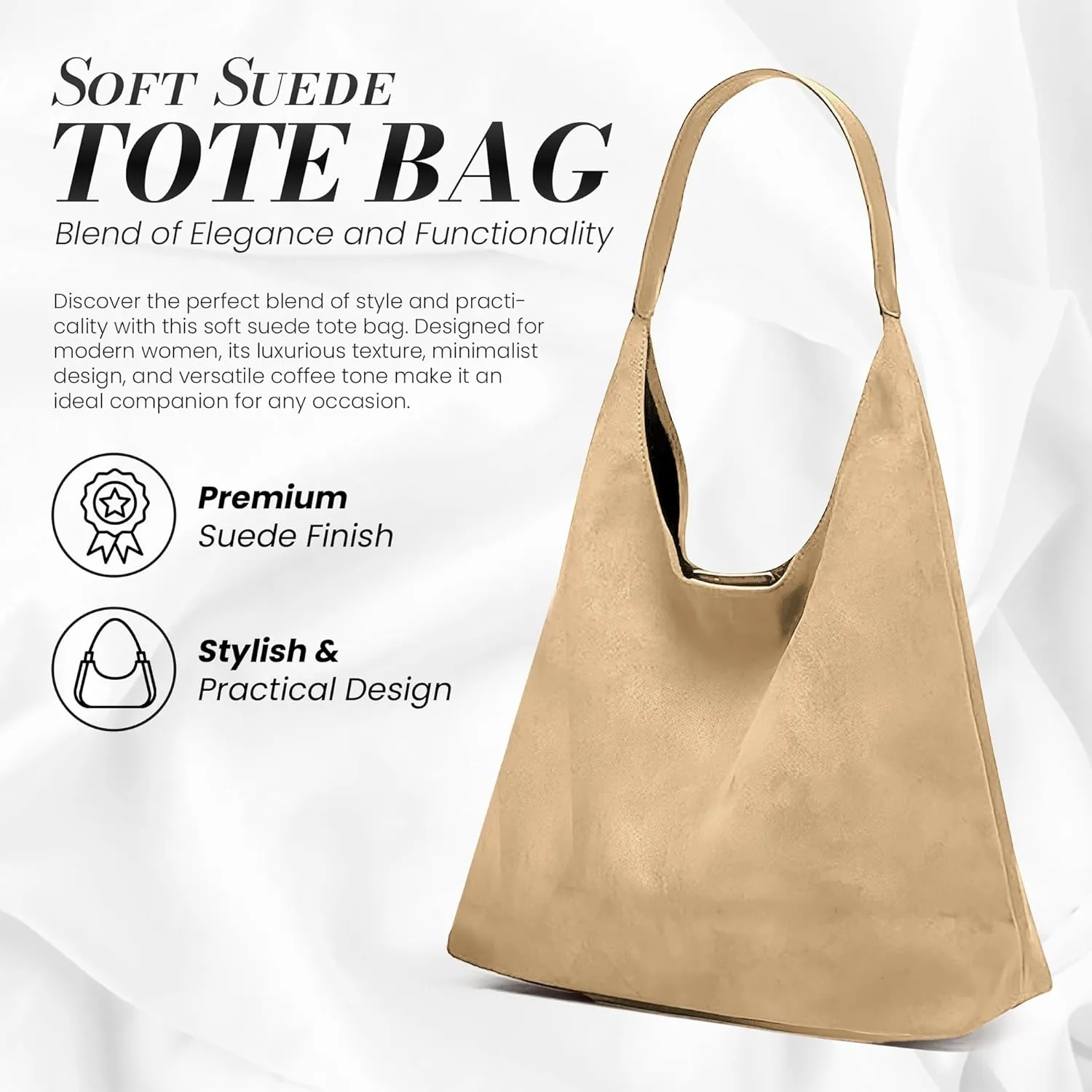 Suede Hobo Tote Bag for Women – Stylish Slouchy Handbag, Leather Work Bag, Women’s Handbags, Hobo Tote Bag for Travel&Office