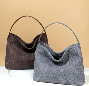Suede Purses for Women Woven Leather Purse Hobo Bag Suede Bag Woven Tote Bag for Women Top Handle for Work Travel