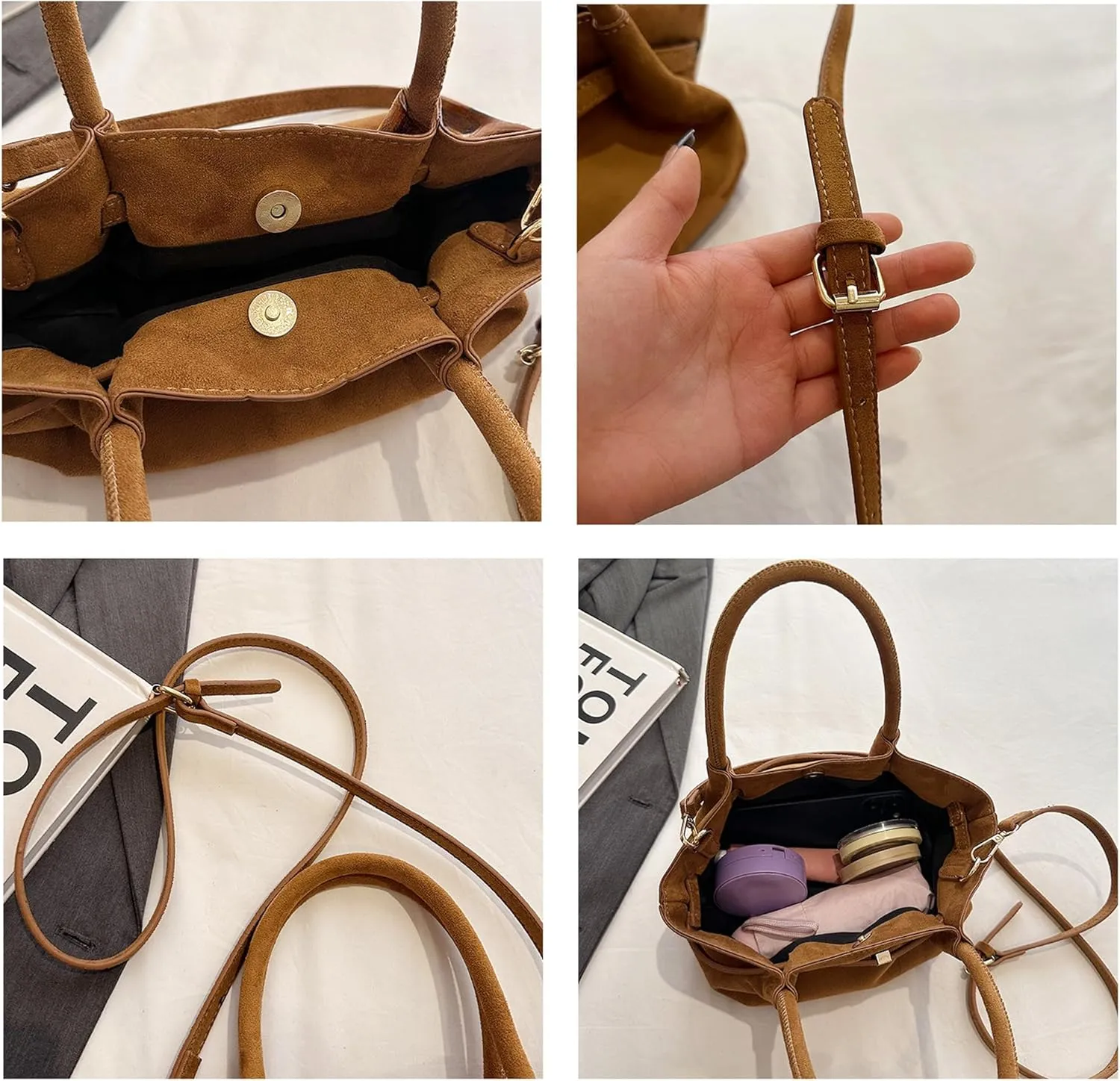 Suede Purses Small Tote Bag Squeeze Top Handle Bags Crossbody Purses Women 2025 Trendy Designer Handbag
