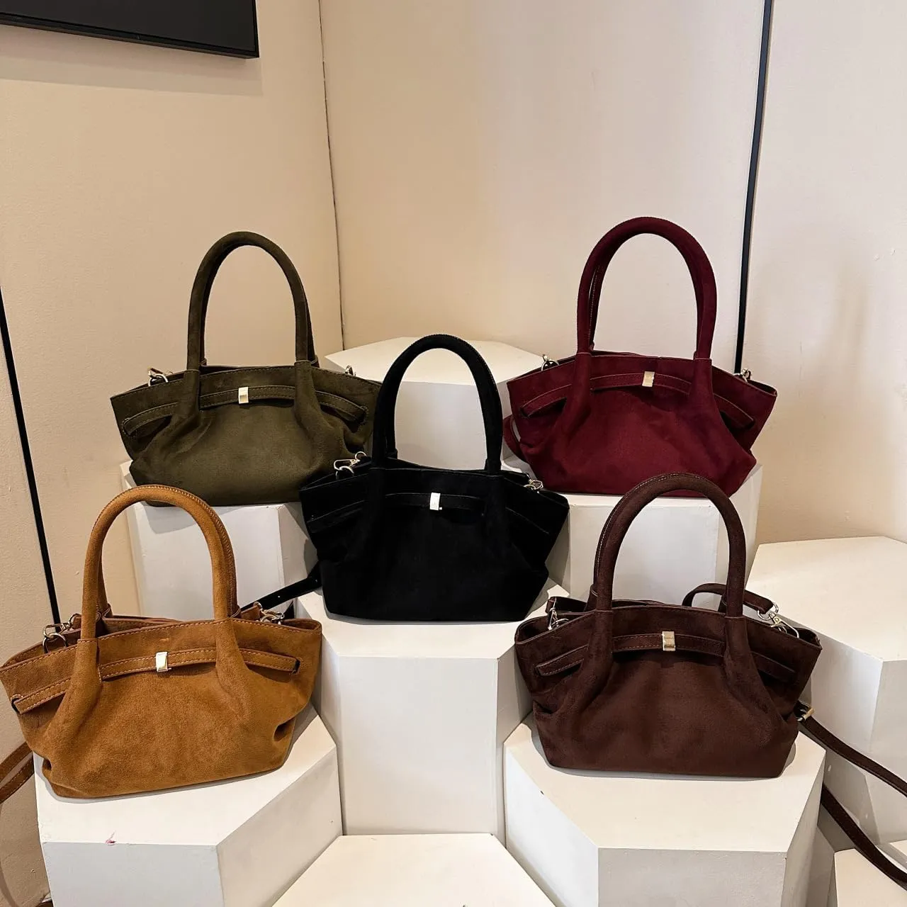 Suede Purses Small Tote Bag Squeeze Top Handle Bags Crossbody Purses Women 2025 Trendy Designer Handbag