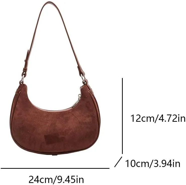 Suede Shoulder Bag Crescent Suede Purse for Women Brown Suede Handbags 2024 Fall Purse Stylish Suede Crossbody Bag
