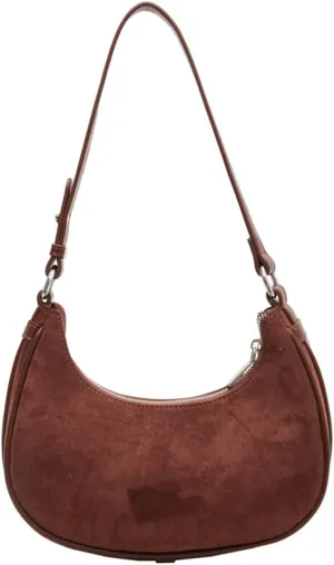 Suede Shoulder Bag Crescent Suede Purse for Women Brown Suede Handbags 2024 Fall Purse Stylish Suede Crossbody Bag