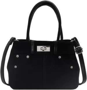 Suede Shoulder Bag for Women Retro Suede Tote Bag Handbag Underarm Bag with Detachable Strap